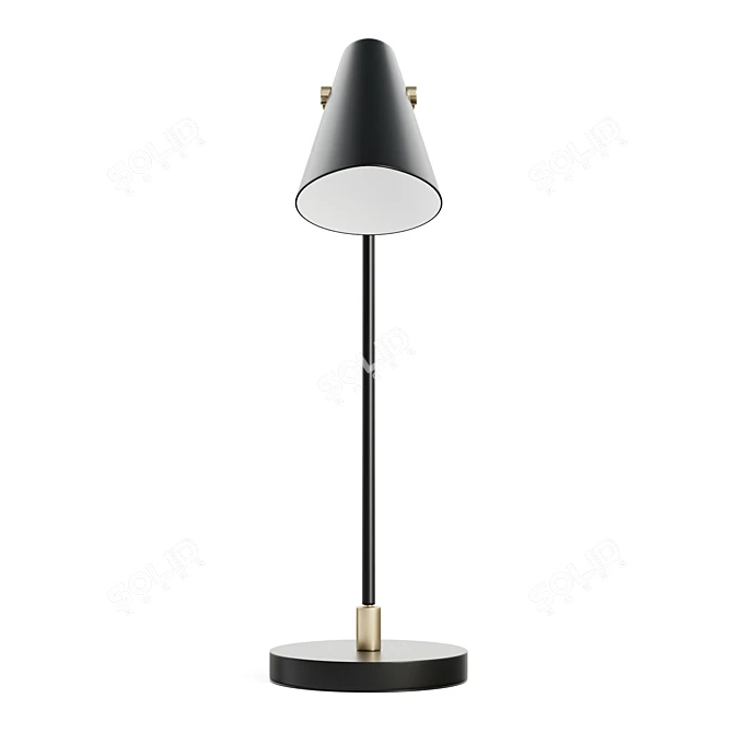 Modern Black Brass Desk Lamp 3D model image 2