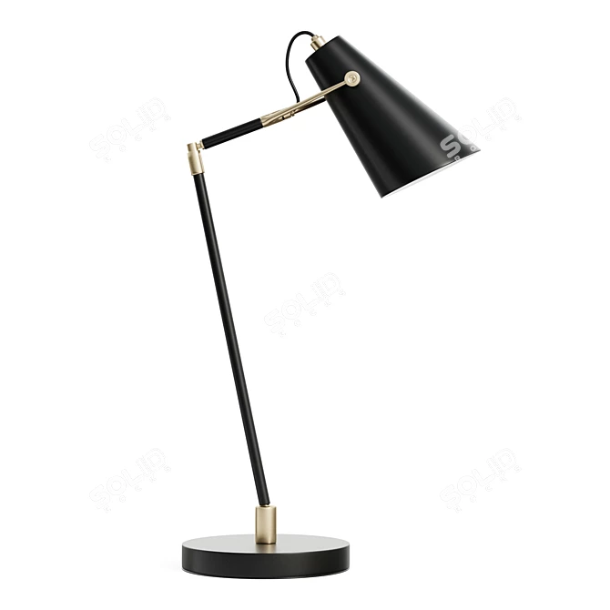 Modern Black Brass Desk Lamp 3D model image 3