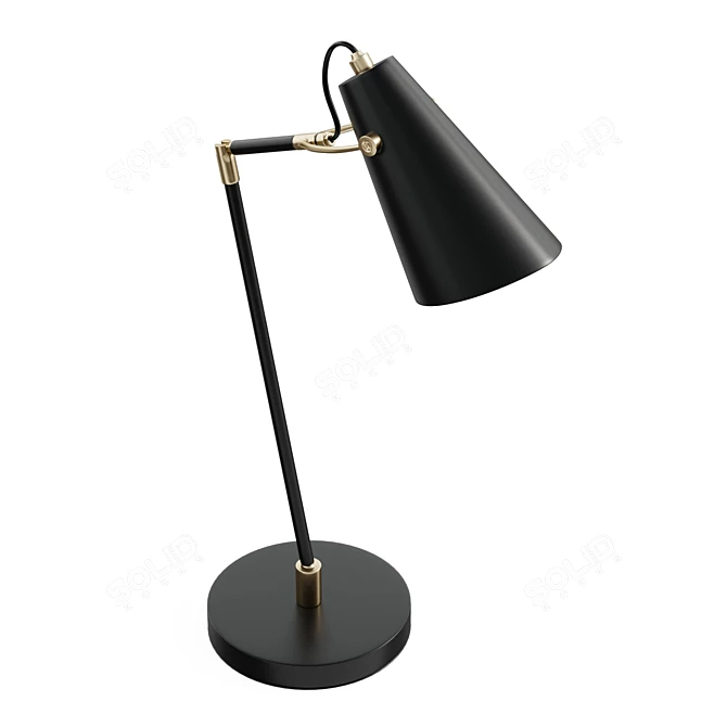 Modern Black Brass Desk Lamp 3D model image 4