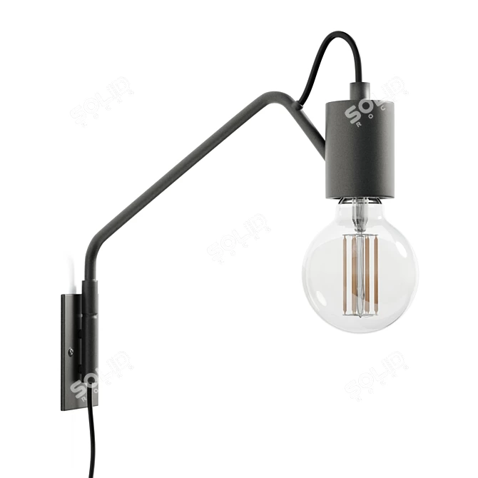 Modern Black Swing Arm Wall Lamp 3D model image 3