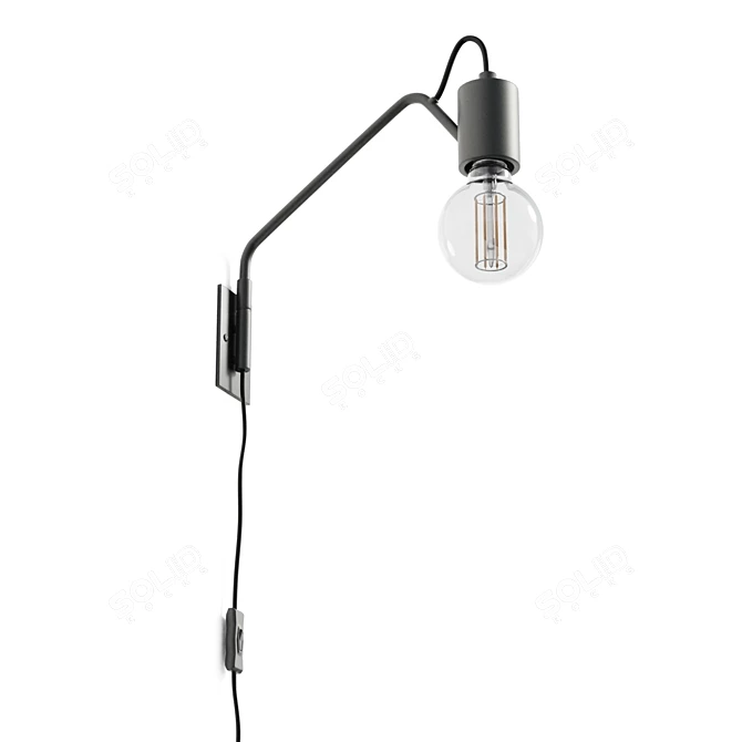 Modern Black Swing Arm Wall Lamp 3D model image 5