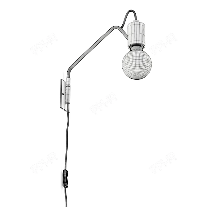 Modern Black Swing Arm Wall Lamp 3D model image 6