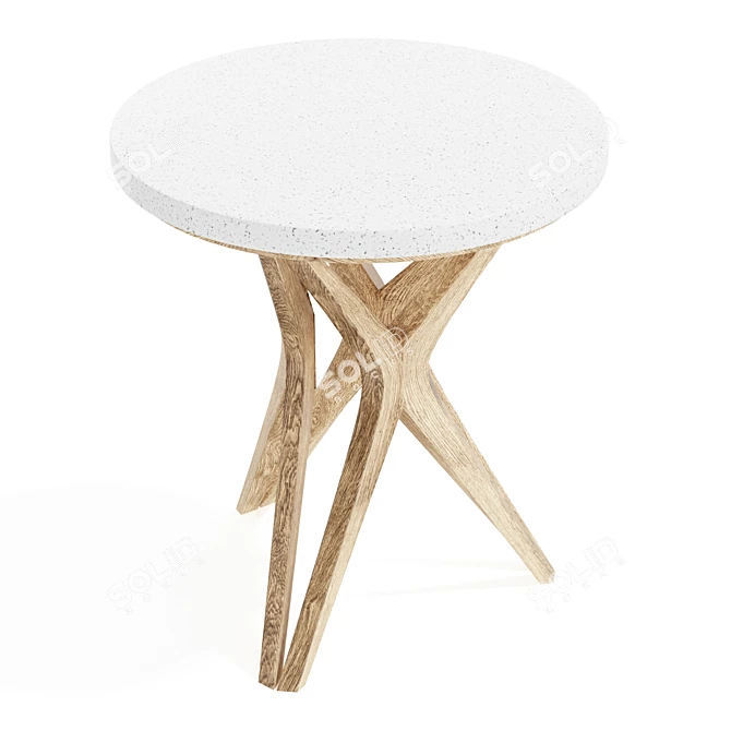 Ivory Limestone Top Accent Table 3D model image 1