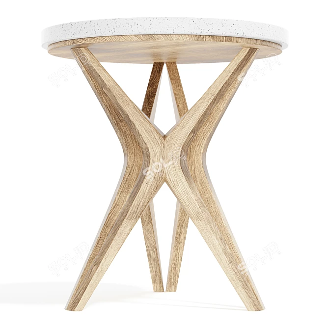 Ivory Limestone Top Accent Table 3D model image 2