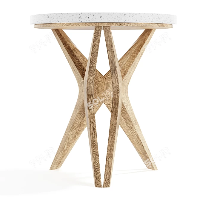 Ivory Limestone Top Accent Table 3D model image 3