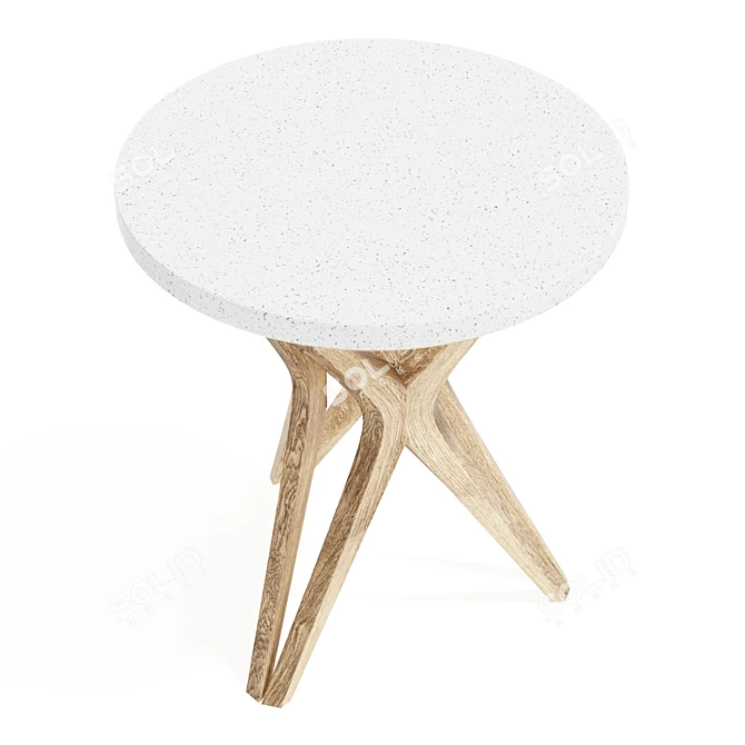 Ivory Limestone Top Accent Table 3D model image 4