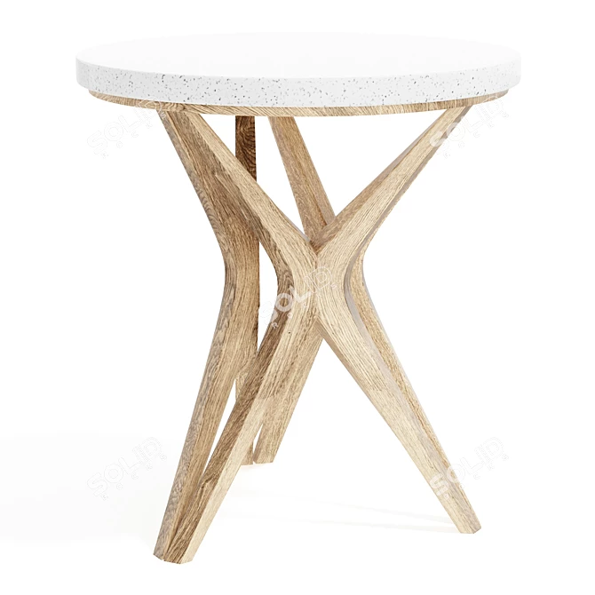 Ivory Limestone Top Accent Table 3D model image 5
