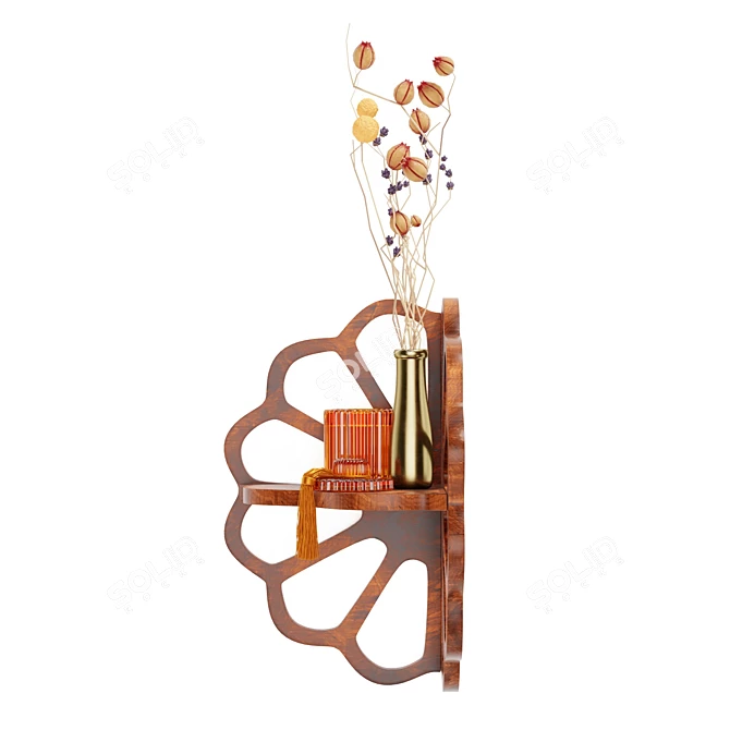 Blooming Acacia Wood Wall Shelf 3D model image 2