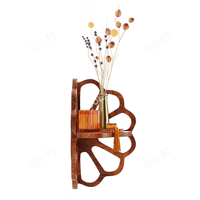 Blooming Acacia Wood Wall Shelf 3D model image 3