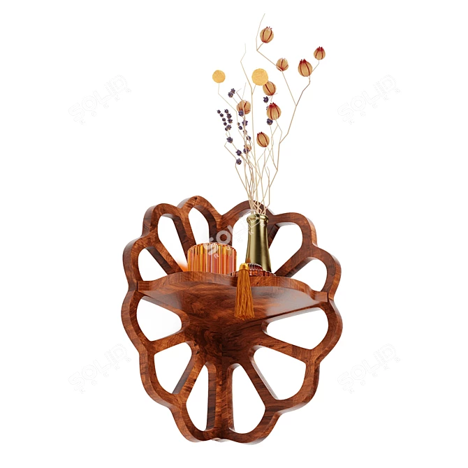 Blooming Acacia Wood Wall Shelf 3D model image 4