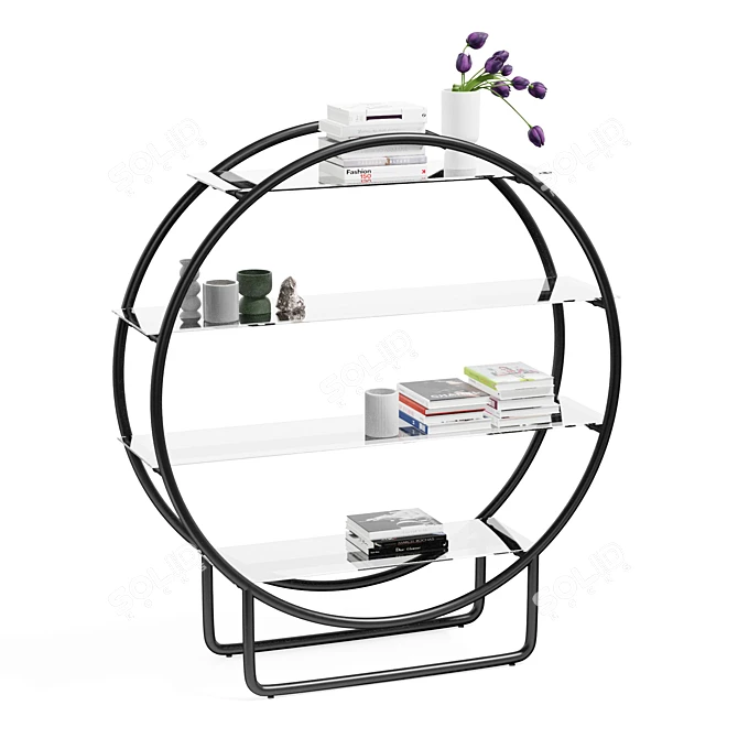 Sleek Metal Circle Storage Shelf 3D model image 1