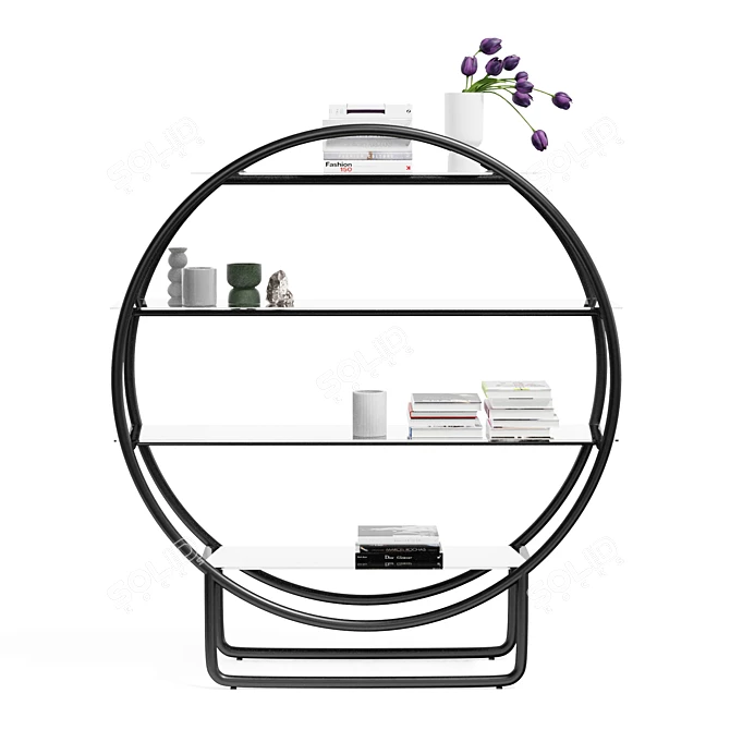 Sleek Metal Circle Storage Shelf 3D model image 2