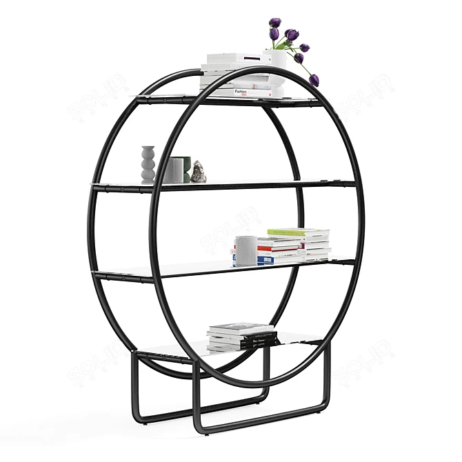 Sleek Metal Circle Storage Shelf 3D model image 3