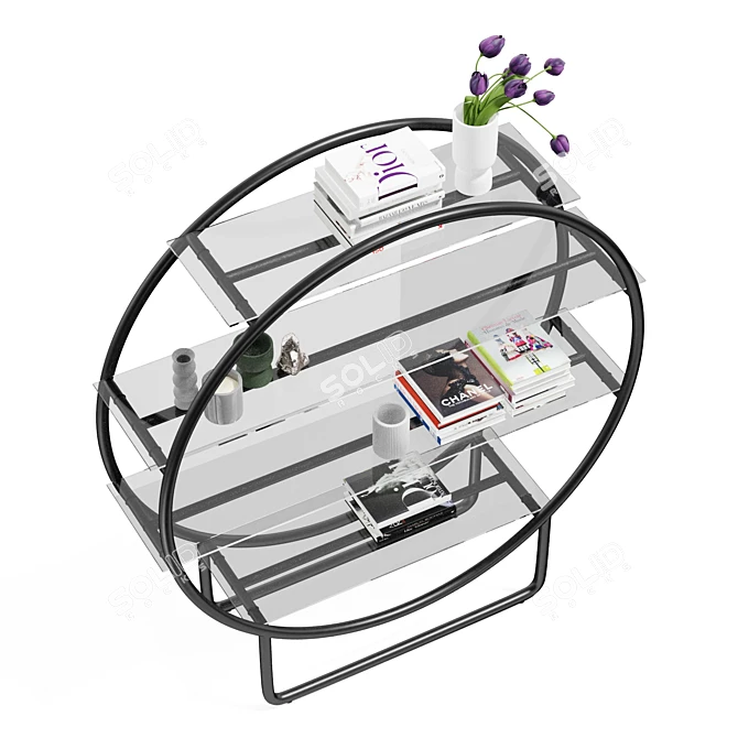 Sleek Metal Circle Storage Shelf 3D model image 4