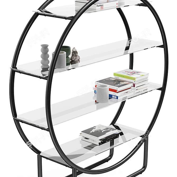 Sleek Metal Circle Storage Shelf 3D model image 5