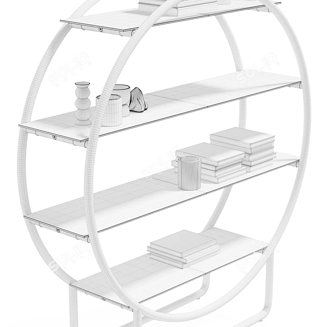 Sleek Metal Circle Storage Shelf 3D model image 6