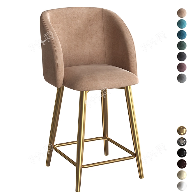 Grace Metal Frame Bar Stool 3D model image 1