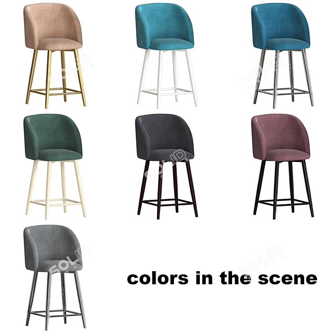 Grace Metal Frame Bar Stool 3D model image 2