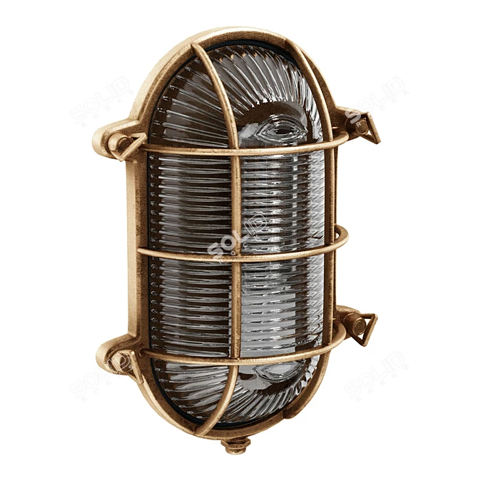 Solid Brass Weatherproof Oval Light 3D model image 1