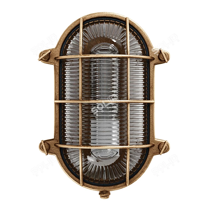 Solid Brass Weatherproof Oval Light 3D model image 2