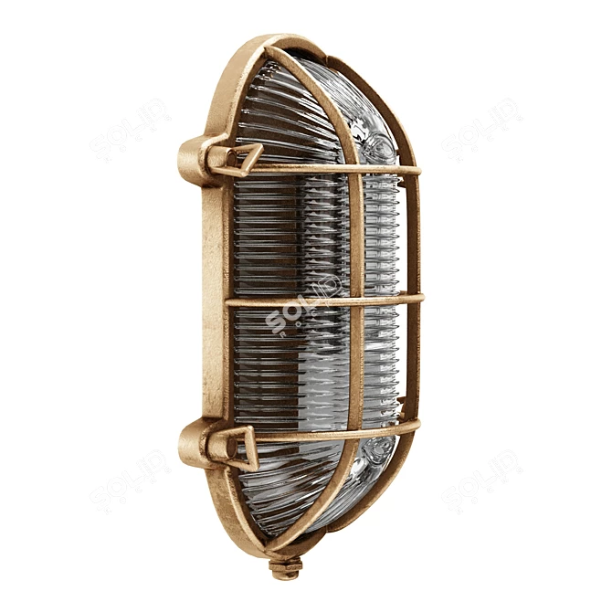 Solid Brass Weatherproof Oval Light 3D model image 3