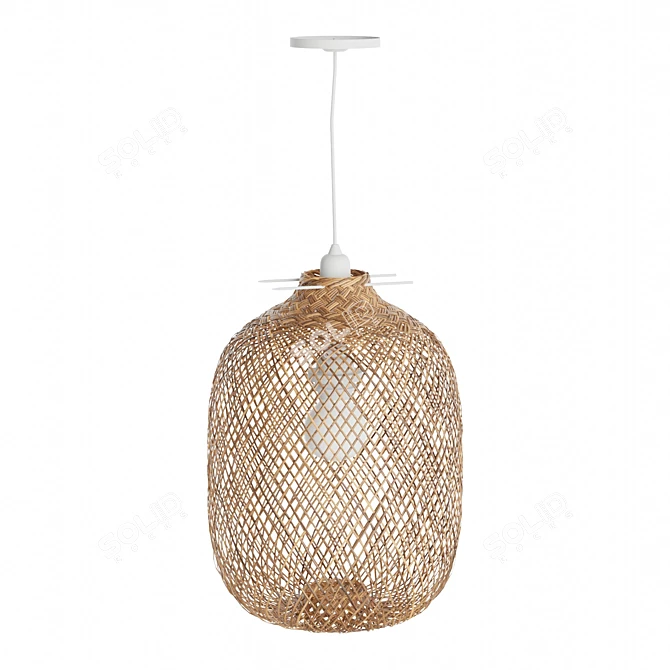 Adjustable Bamboo Pendant Light Shade 3D model image 6