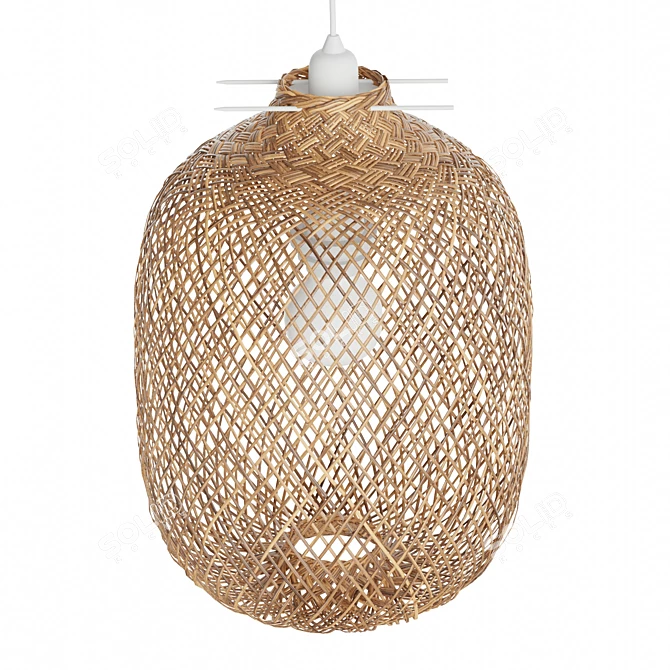 Adjustable Bamboo Pendant Light Shade 3D model image 3