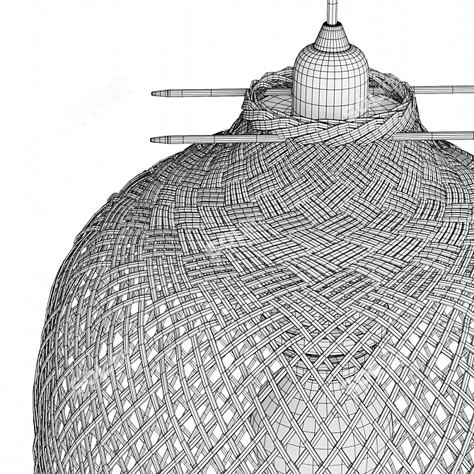 Adjustable Bamboo Pendant Light Shade 3D model image 5