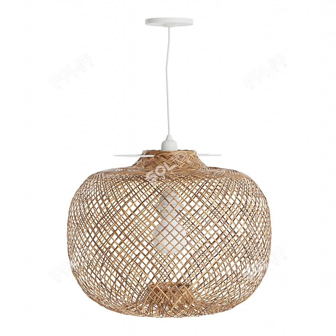 Versatile Bamboo Pendant Light Shade 3D model image 1