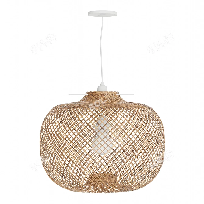 Versatile Bamboo Pendant Light Shade 3D model image 2