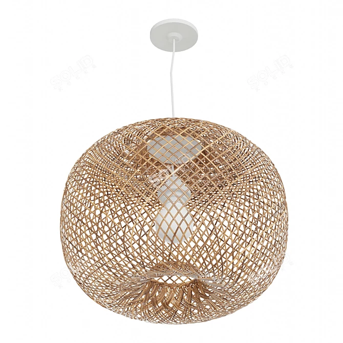 Versatile Bamboo Pendant Light Shade 3D model image 3