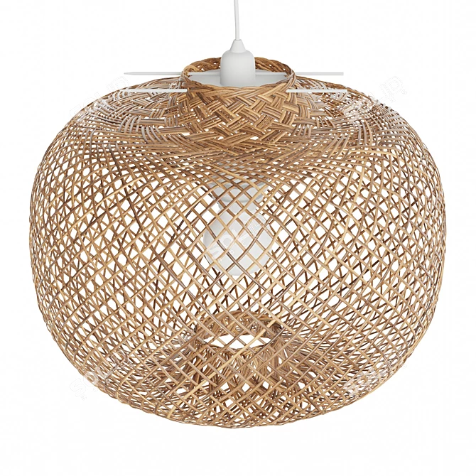 Versatile Bamboo Pendant Light Shade 3D model image 4