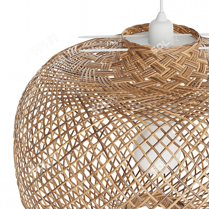 Versatile Bamboo Pendant Light Shade 3D model image 5