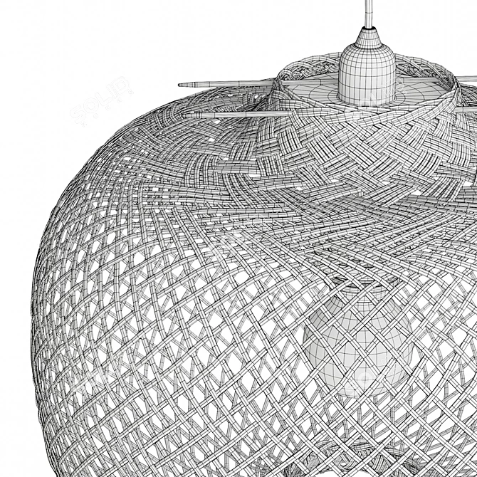 Versatile Bamboo Pendant Light Shade 3D model image 6