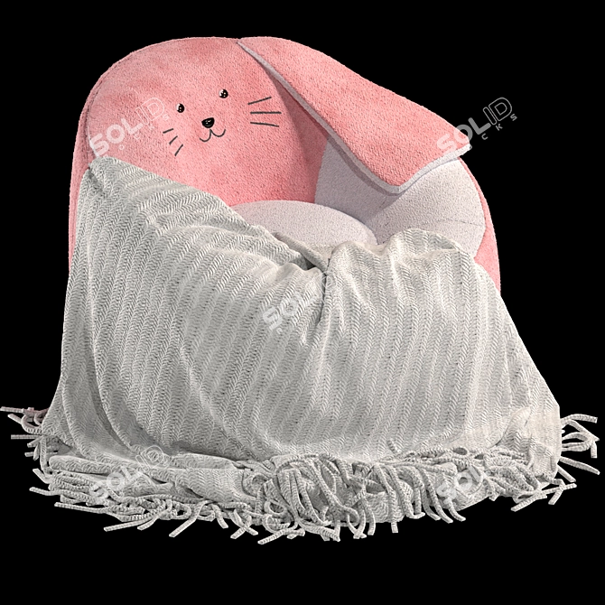 Bunny Pink Character Kids Bean Bag 3D model image 1
