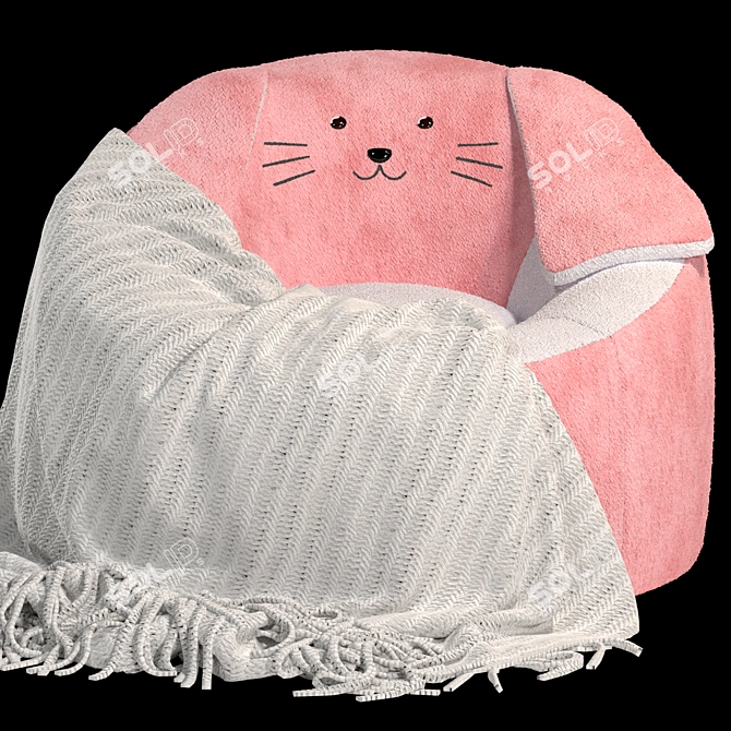 Bunny Pink Character Kids Bean Bag 3D model image 2