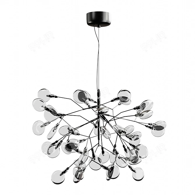 Elegant Black Pendant Chandelier 3D model image 1