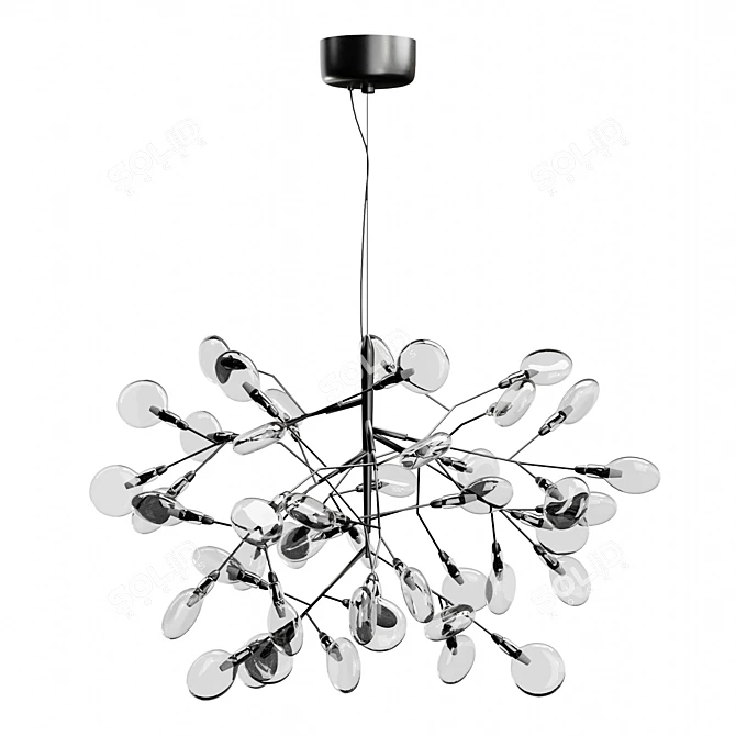 Elegant Black Pendant Chandelier 3D model image 2