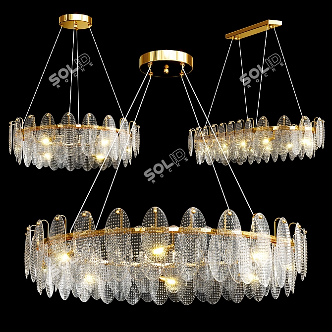 Luxury Crystal Metal Chandelier Collection 3D model image 1