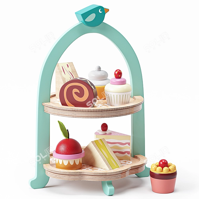 Charming Birdie Tea Set 3D model image 2