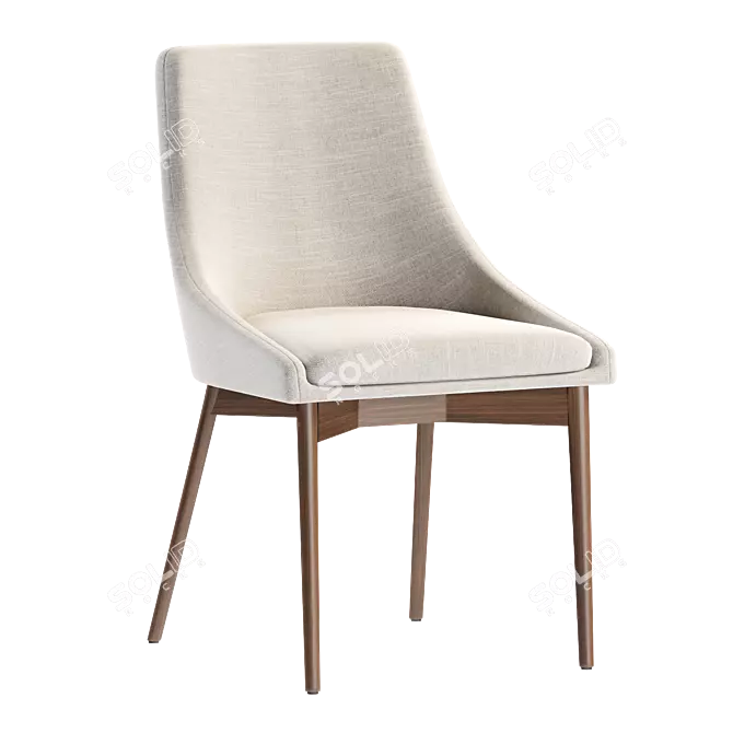 Contemporary Linen Side Chair - 3D Model 3D model image 2