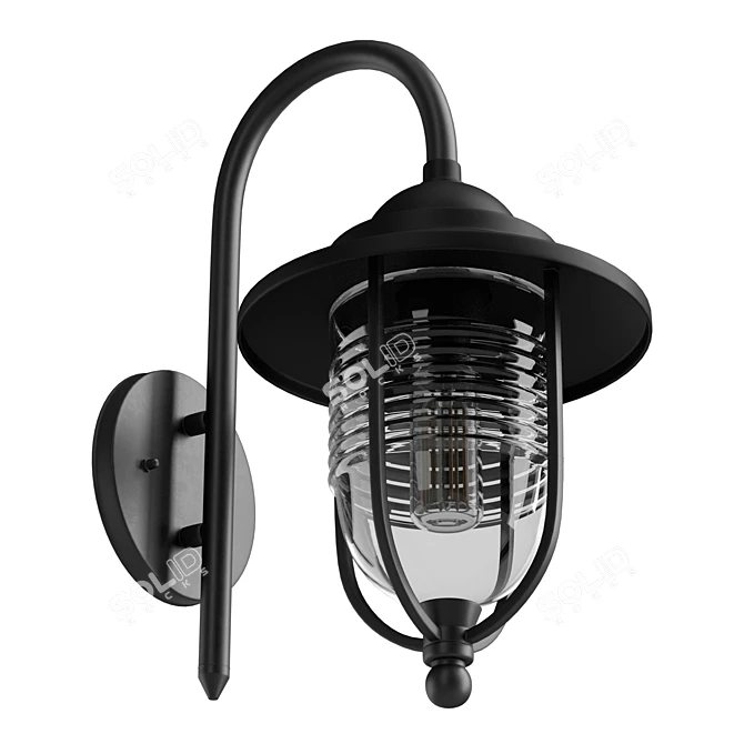 Black Fisherman Outdoor Wall Lantern 3D model image 4