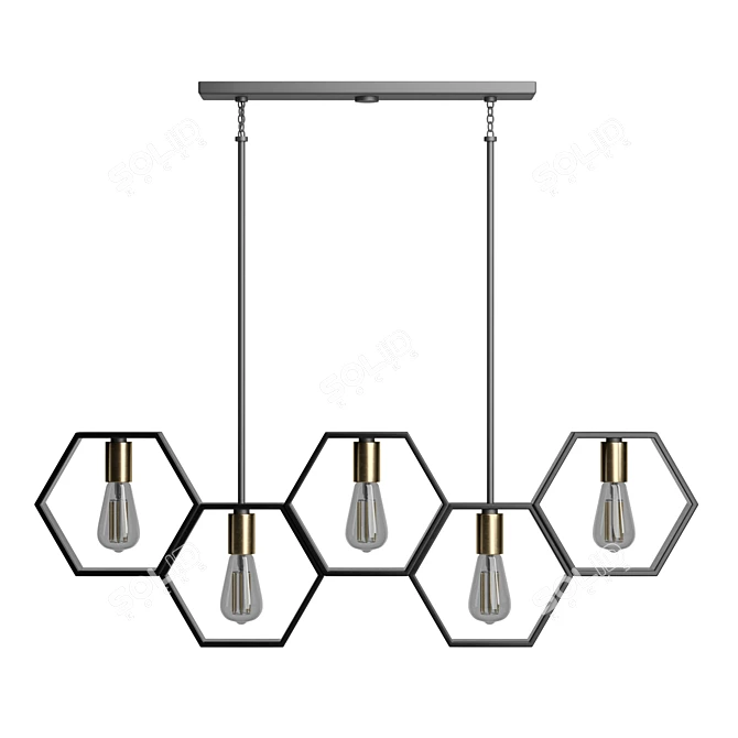 Geometric Black and Gold Chandelier 3D model image 2