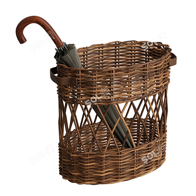 Chic Wicker Umbrella Holder 3D model image 1