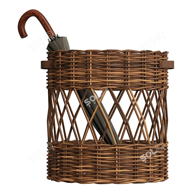 Chic Wicker Umbrella Holder 3D model image 2