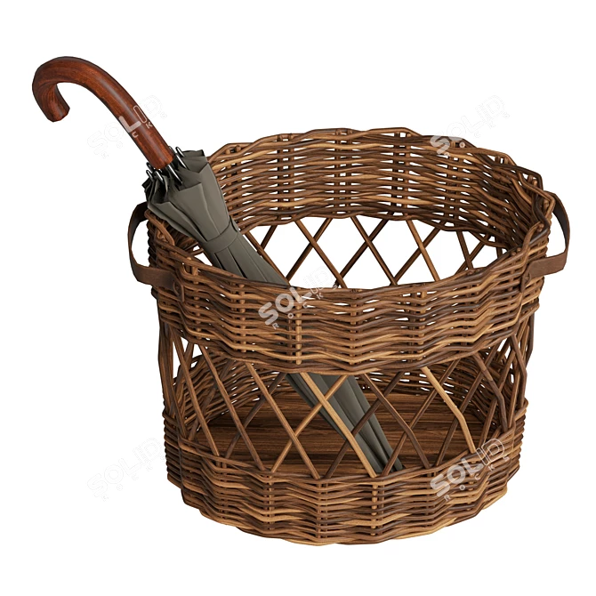 Chic Wicker Umbrella Holder 3D model image 3