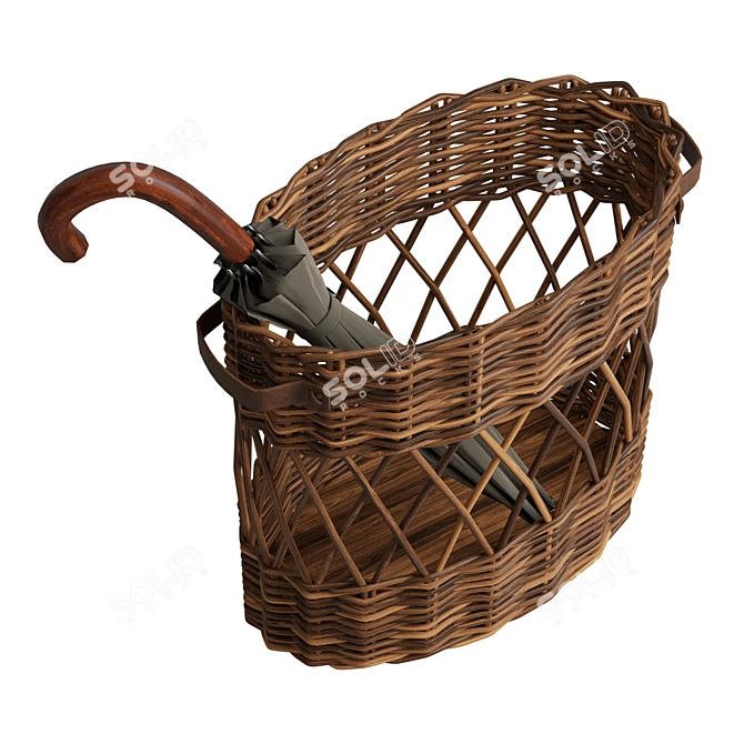 Chic Wicker Umbrella Holder 3D model image 5