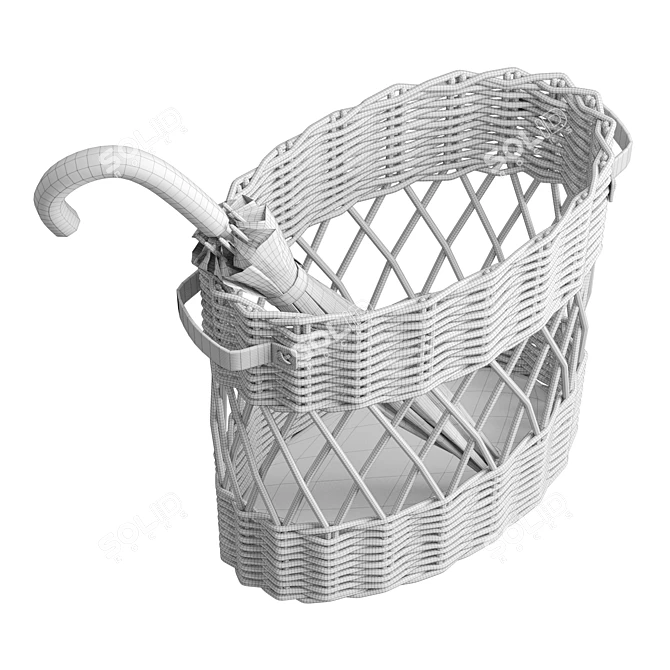 Chic Wicker Umbrella Holder 3D model image 6