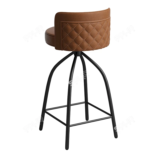 Quilted Tan Leather Swivel Stool 3D model image 4