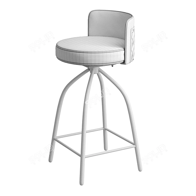 Quilted Tan Leather Swivel Stool 3D model image 6